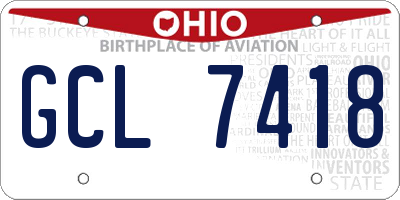 OH license plate GCL7418