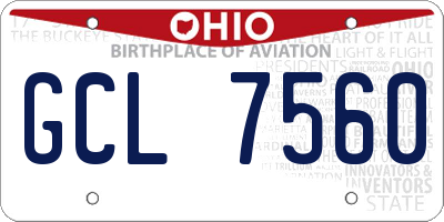OH license plate GCL7560