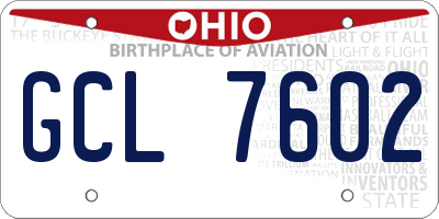 OH license plate GCL7602
