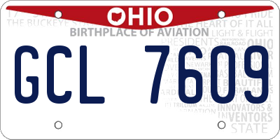 OH license plate GCL7609