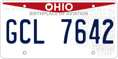 OH license plate GCL7642