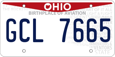OH license plate GCL7665