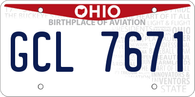 OH license plate GCL7671