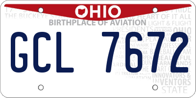 OH license plate GCL7672