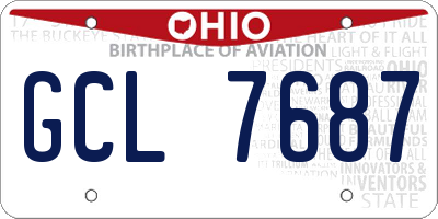 OH license plate GCL7687