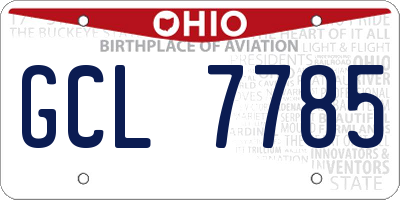 OH license plate GCL7785
