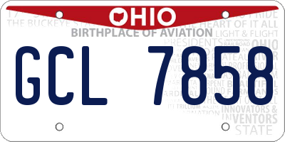OH license plate GCL7858