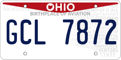 OH license plate GCL7872