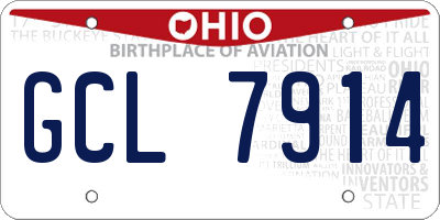 OH license plate GCL7914
