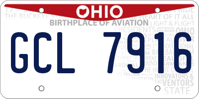 OH license plate GCL7916