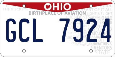 OH license plate GCL7924