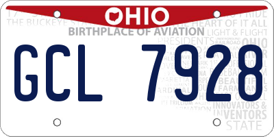OH license plate GCL7928