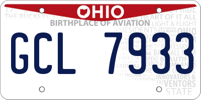 OH license plate GCL7933