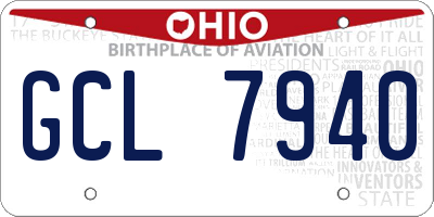 OH license plate GCL7940