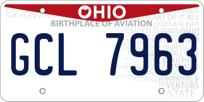 OH license plate GCL7963