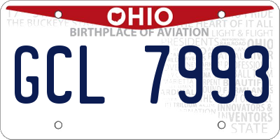OH license plate GCL7993