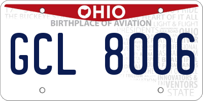 OH license plate GCL8006
