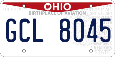 OH license plate GCL8045