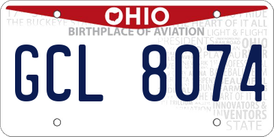OH license plate GCL8074