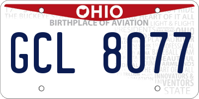 OH license plate GCL8077