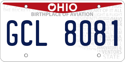 OH license plate GCL8081