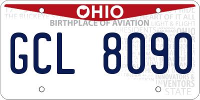 OH license plate GCL8090
