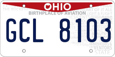 OH license plate GCL8103