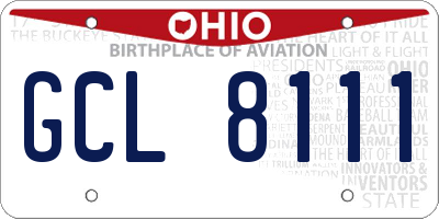 OH license plate GCL8111