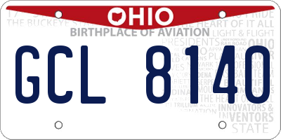 OH license plate GCL8140