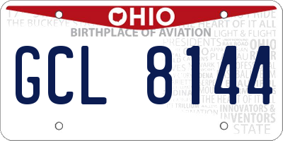 OH license plate GCL8144