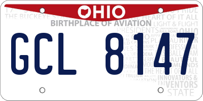 OH license plate GCL8147