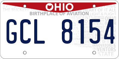 OH license plate GCL8154