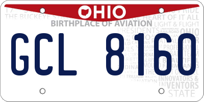 OH license plate GCL8160