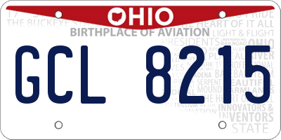 OH license plate GCL8215