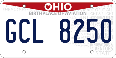 OH license plate GCL8250