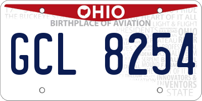OH license plate GCL8254