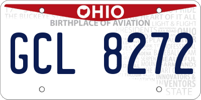 OH license plate GCL8272