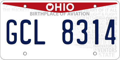 OH license plate GCL8314