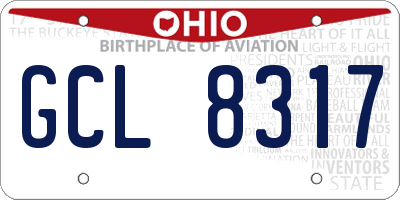 OH license plate GCL8317