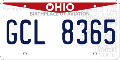 OH license plate GCL8365