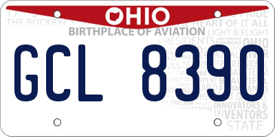 OH license plate GCL8390