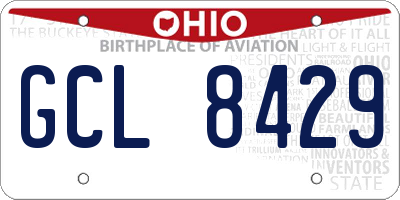 OH license plate GCL8429