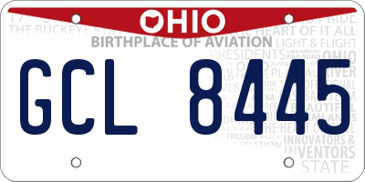 OH license plate GCL8445