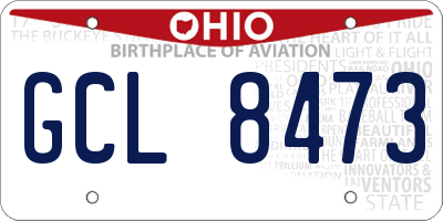 OH license plate GCL8473
