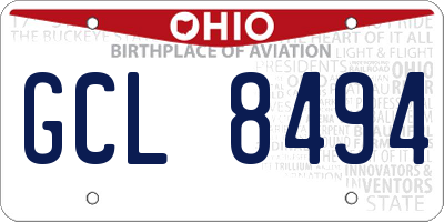OH license plate GCL8494