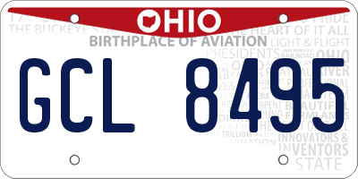 OH license plate GCL8495
