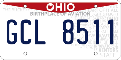 OH license plate GCL8511