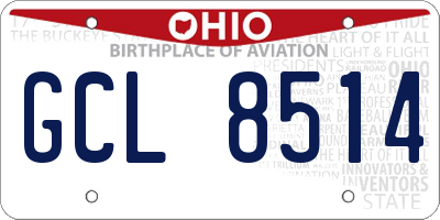 OH license plate GCL8514