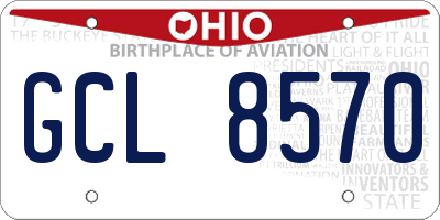 OH license plate GCL8570
