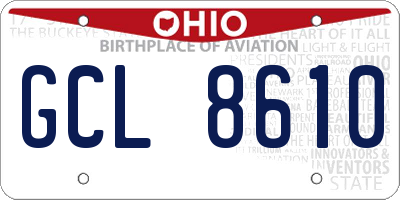 OH license plate GCL8610